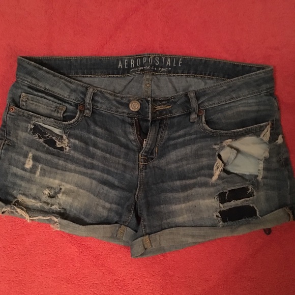 Aeropostale Denim Midi Shorts Distressed Denim - Picture 2 of 5